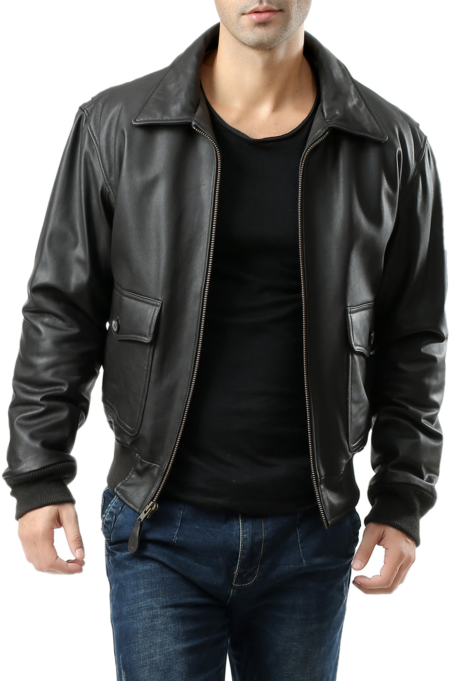 Landing Leathers Men Premium Air Force G-2 Leather Flight Bomber Jacket