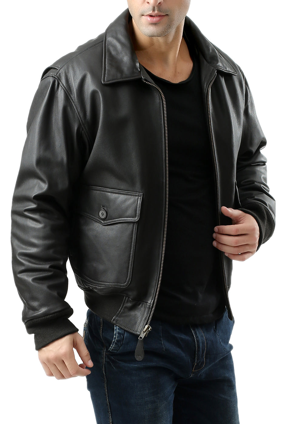 Landing Leathers Men Premium Air Force G-2 Leather Flight Bomber Jacket