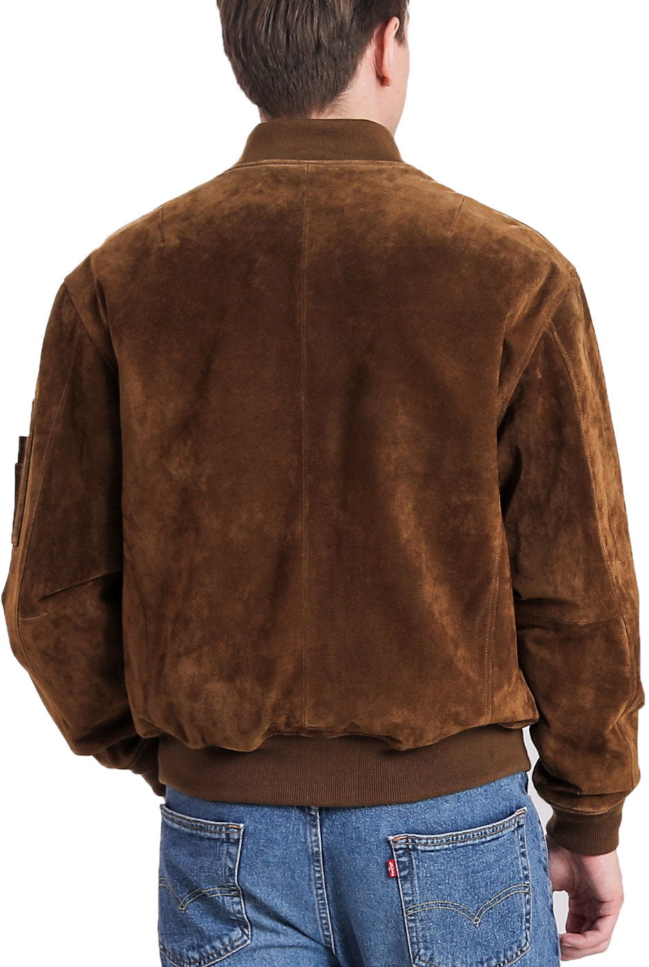 Landing Leathers Men MA-1 Suede Leather Flight Bomber Jacket