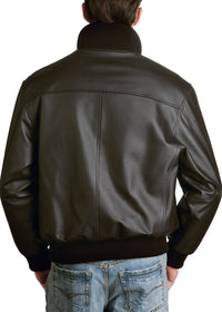 Landing Leathers Men Navy A-1 Leather Flight Bomber Jacket