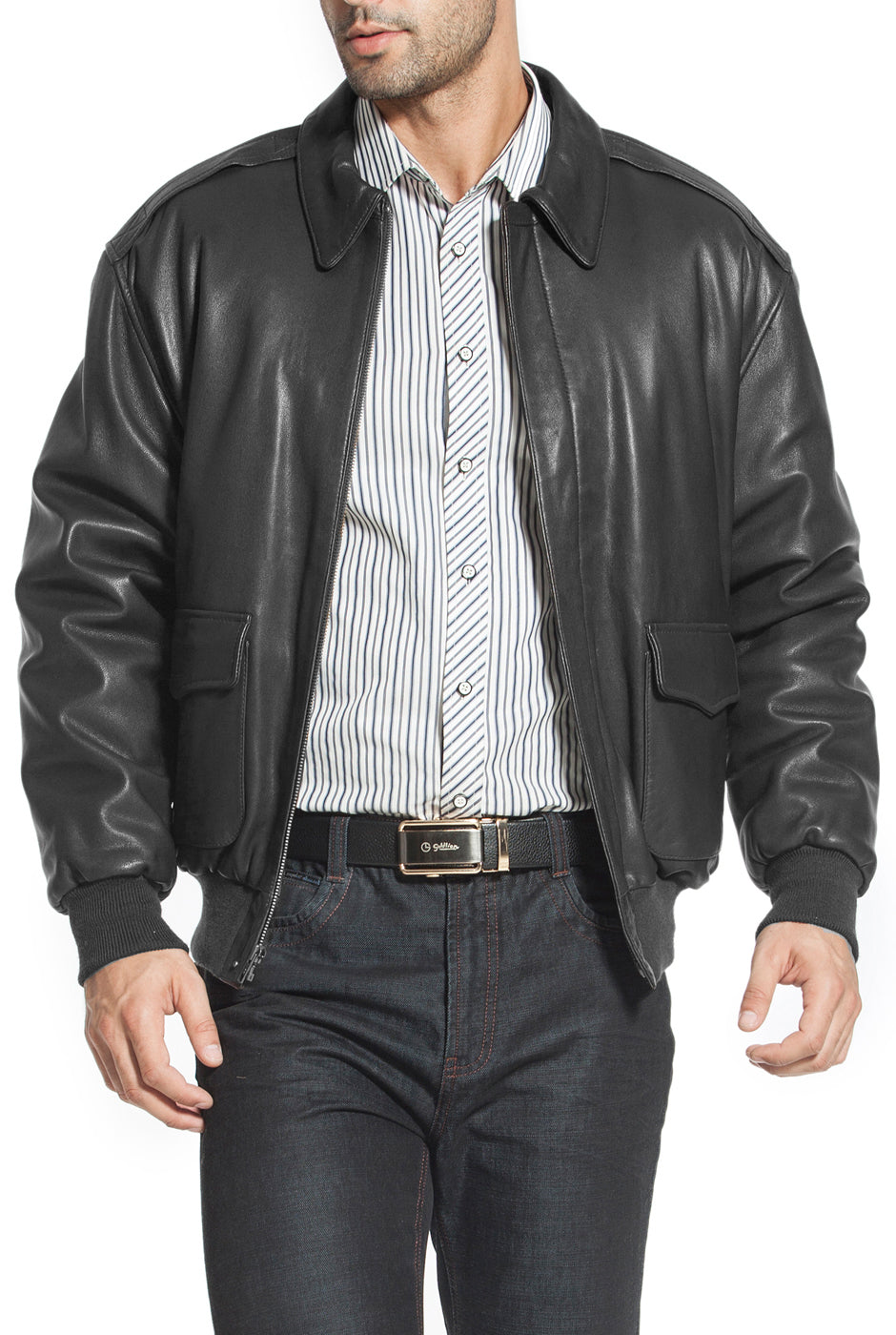 Landing Leathers Air Force Men A-2 Goatskin Leather Flight Bomber Jacket