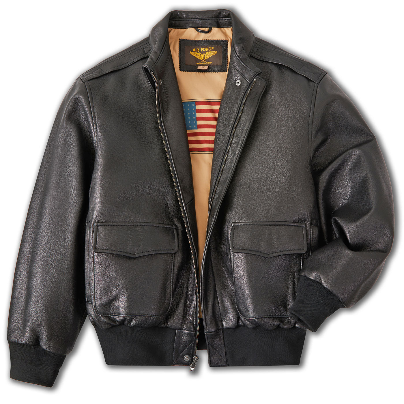 Landing Leathers Air Force Men A-2 Goatskin Leather Flight Bomber Jacket