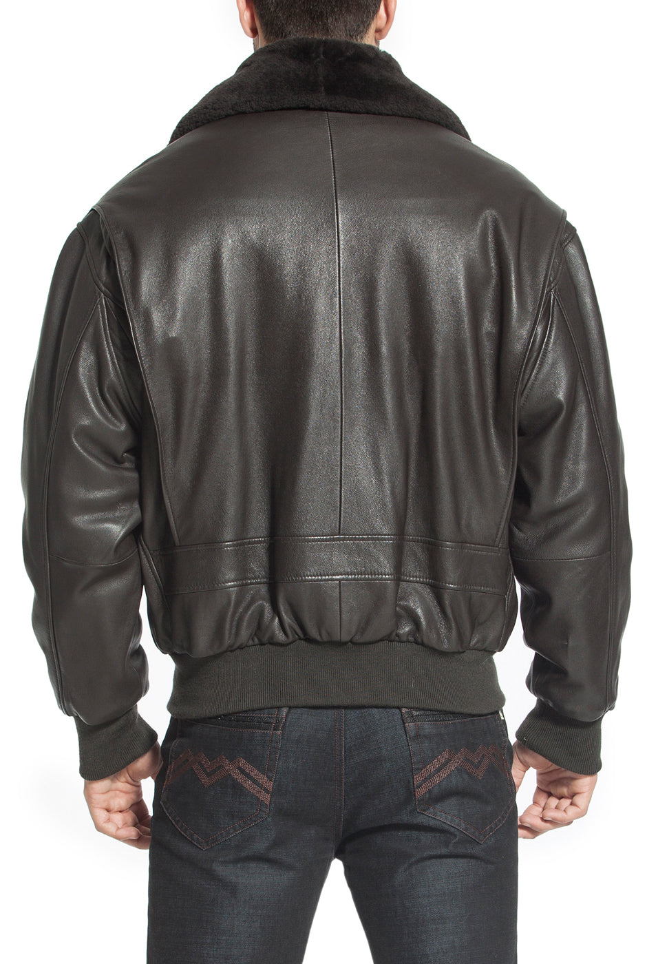 Landing Leathers Navy Men G-1 Goatskin Leather Flight Bomber Jacket