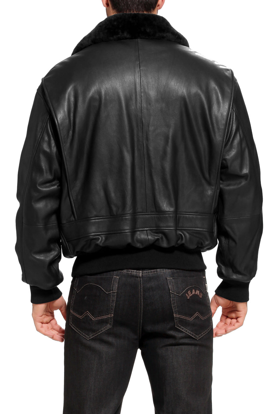 Landing Leathers Navy Men G-1 Goatskin Leather Flight Bomber Jacket