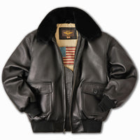 Landing Leathers Navy Men G-1 Goatskin Leather Flight Bomber Jacket