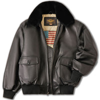 Landing Leathers Navy Men G-1 Goatskin Leather Flight Bomber Jacket