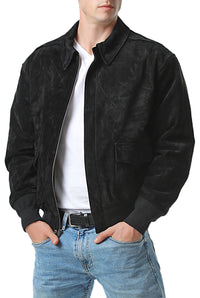 Landing Leathers Men Air Force A-2 Suede Leather Flight Bomber Jacket