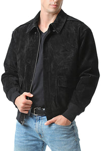 Landing Leathers Men Air Force A-2 Suede Leather Flight Bomber Jacket