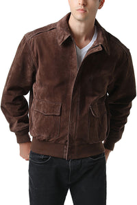 Landing Leathers Men Air Force A-2 Suede Leather Flight Bomber Jacket