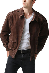 Landing Leathers Men Air Force A-2 Suede Leather Flight Bomber Jacket