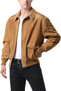 Landing Leathers Men Air Force A-2 Suede Leather Flight Bomber Jacket