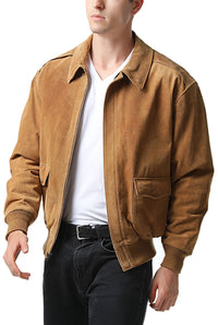 Landing Leathers Men Air Force A-2 Suede Leather Flight Bomber Jacket