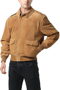 Landing Leathers Men Air Force A-2 Suede Leather Flight Bomber Jacket