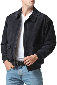 Landing Leathers Men Air Force A-2 Suede Leather Flight Bomber Jacket