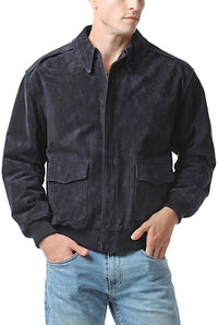 Landing Leathers Men Air Force A-2 Suede Leather Flight Bomber Jacket