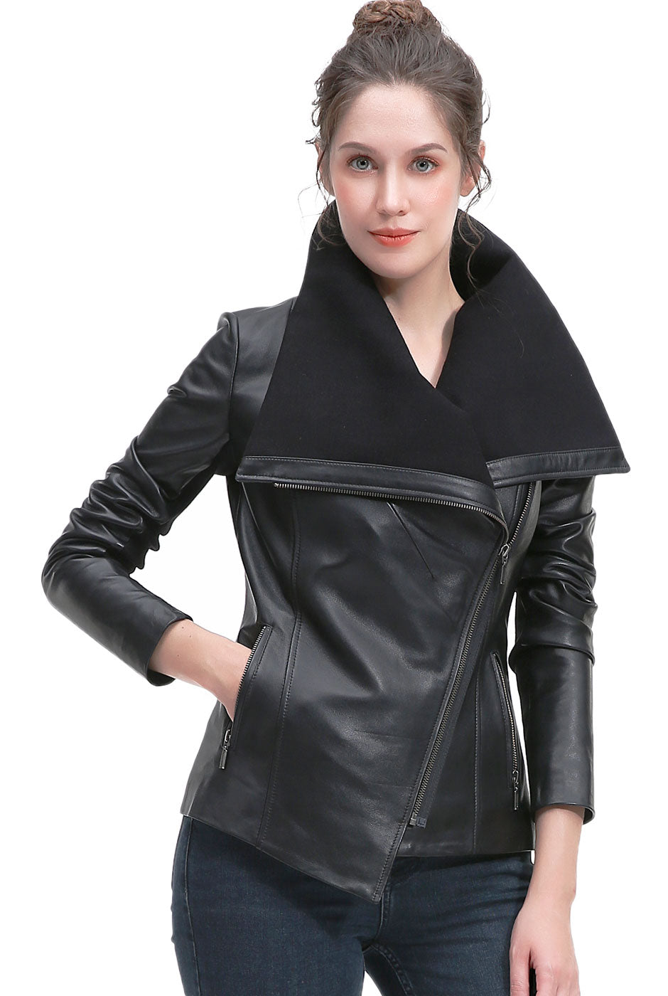 BGSD Women Kiara Lambskin Leather Jacket