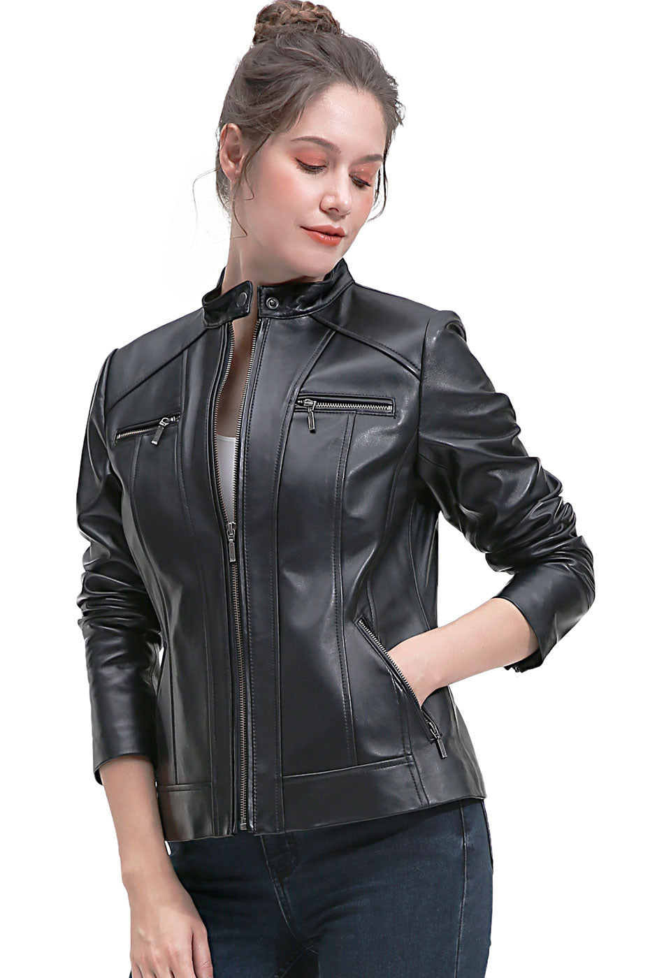 BGSD Women Kaira Lambskin Leather Jacket