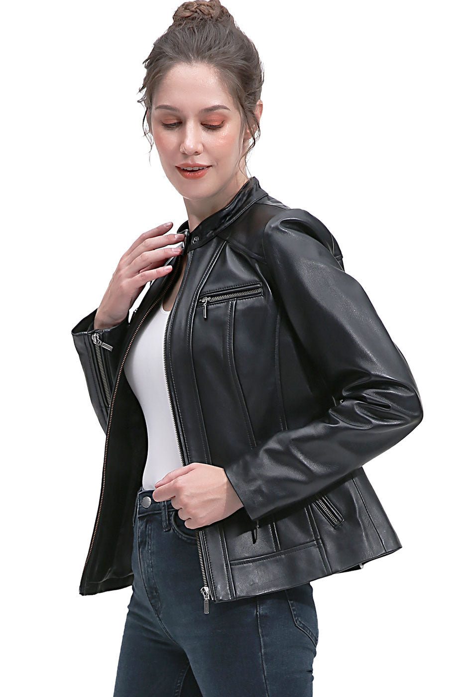 BGSD Women Kaira Lambskin Leather Jacket