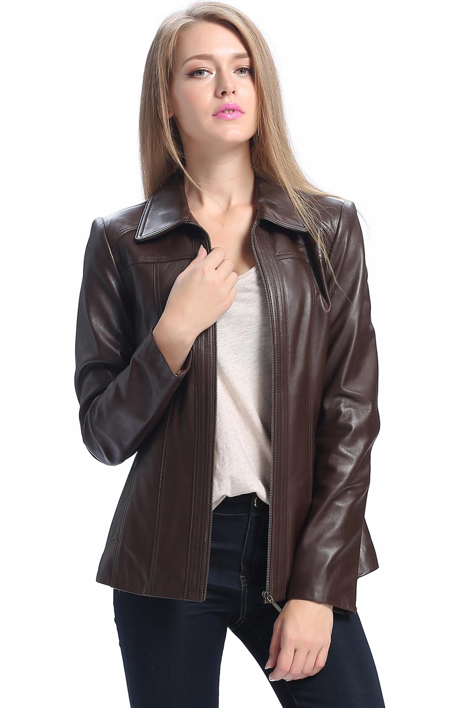 BGSD Women Ellen Lambskin Leather Jacket