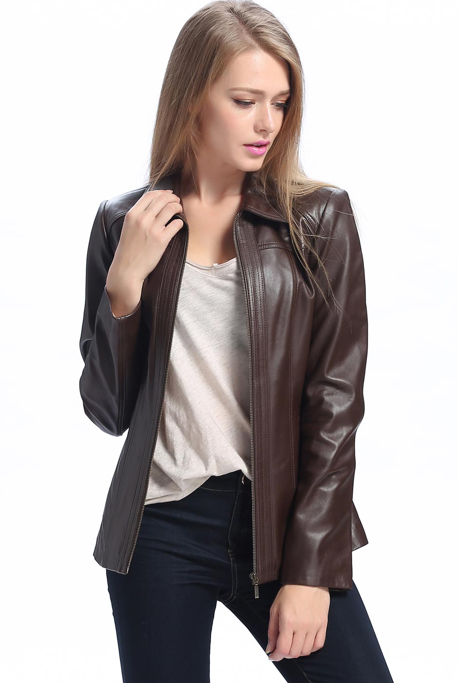 BGSD Women Ellen Lambskin Leather Jacket