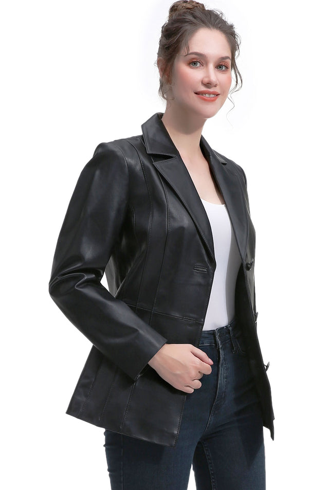 BGSD Women Reyna Lambskin Leather Blazer Jacket