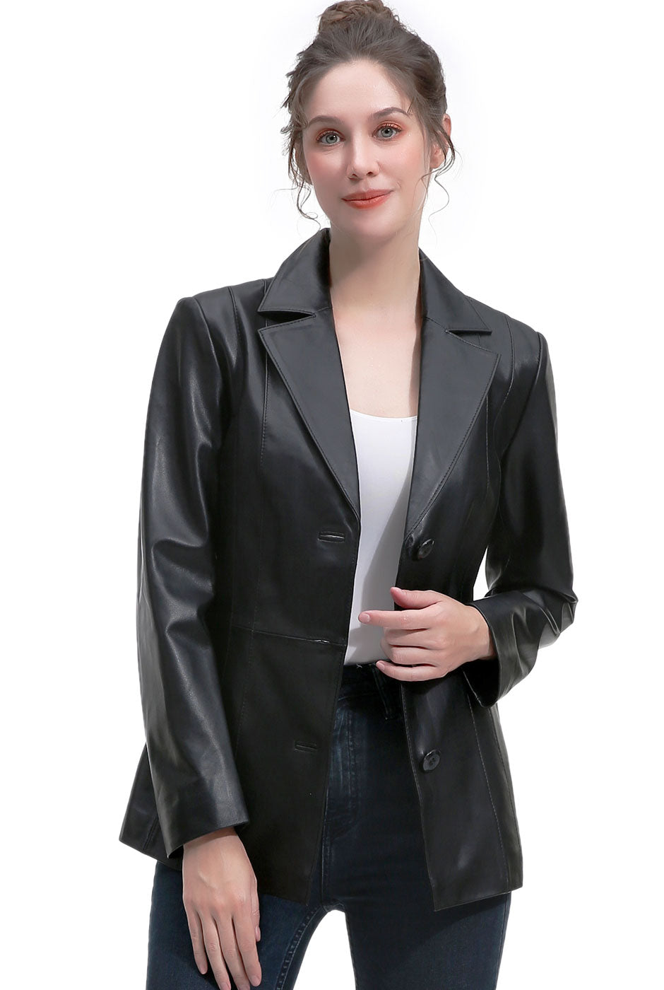 BGSD Women Reyna Lambskin Leather Blazer Jacket