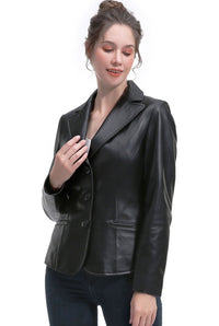 BGSD Women Norah Lambskin Leather Blazer Jacket