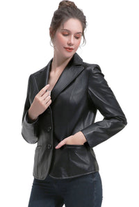 BGSD Women Norah Lambskin Leather Blazer Jacket