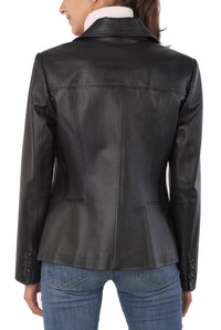 BGSD Women Tammy 3-Button Lambskin Leather Blazer