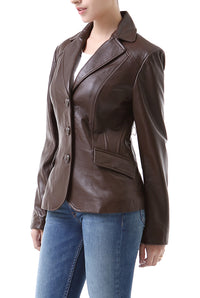 BGSD Women Tammy 3-Button Lambskin Leather Blazer