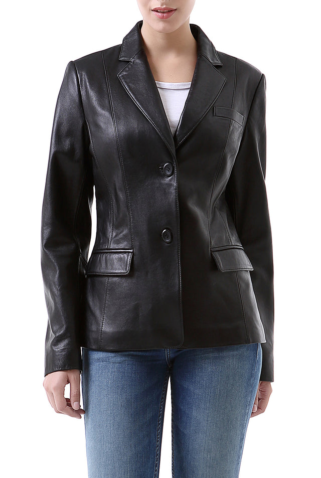 BGSD Women Kristina New Zealand Lambskin Leather Blazer