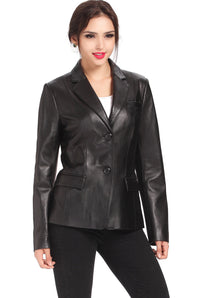 BGSD Women Kristina New Zealand Lambskin Leather Blazer