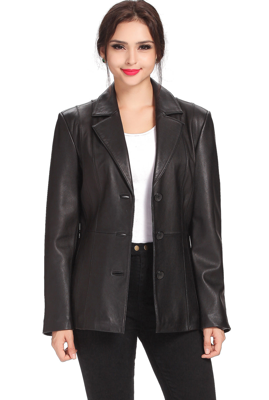 BGSD Women Crystal Lambskin Leather Blazer