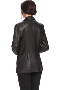 BGSD Women Crystal Lambskin Leather Blazer