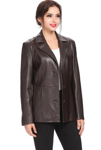 BGSD Women Crystal Lambskin Leather Blazer