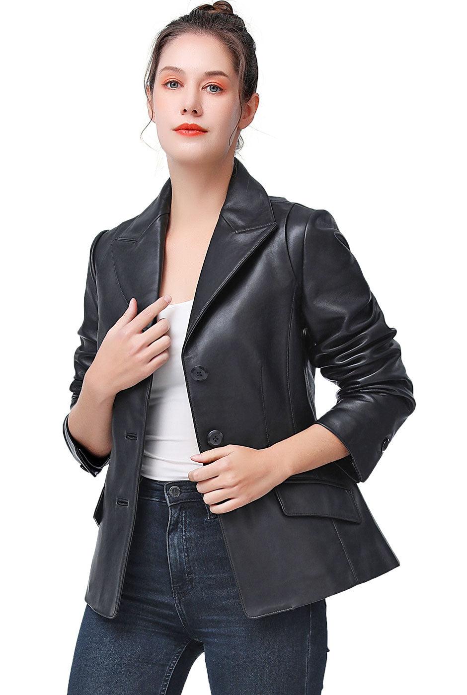 BGSD Women Emma Lambskin Leather Blazer