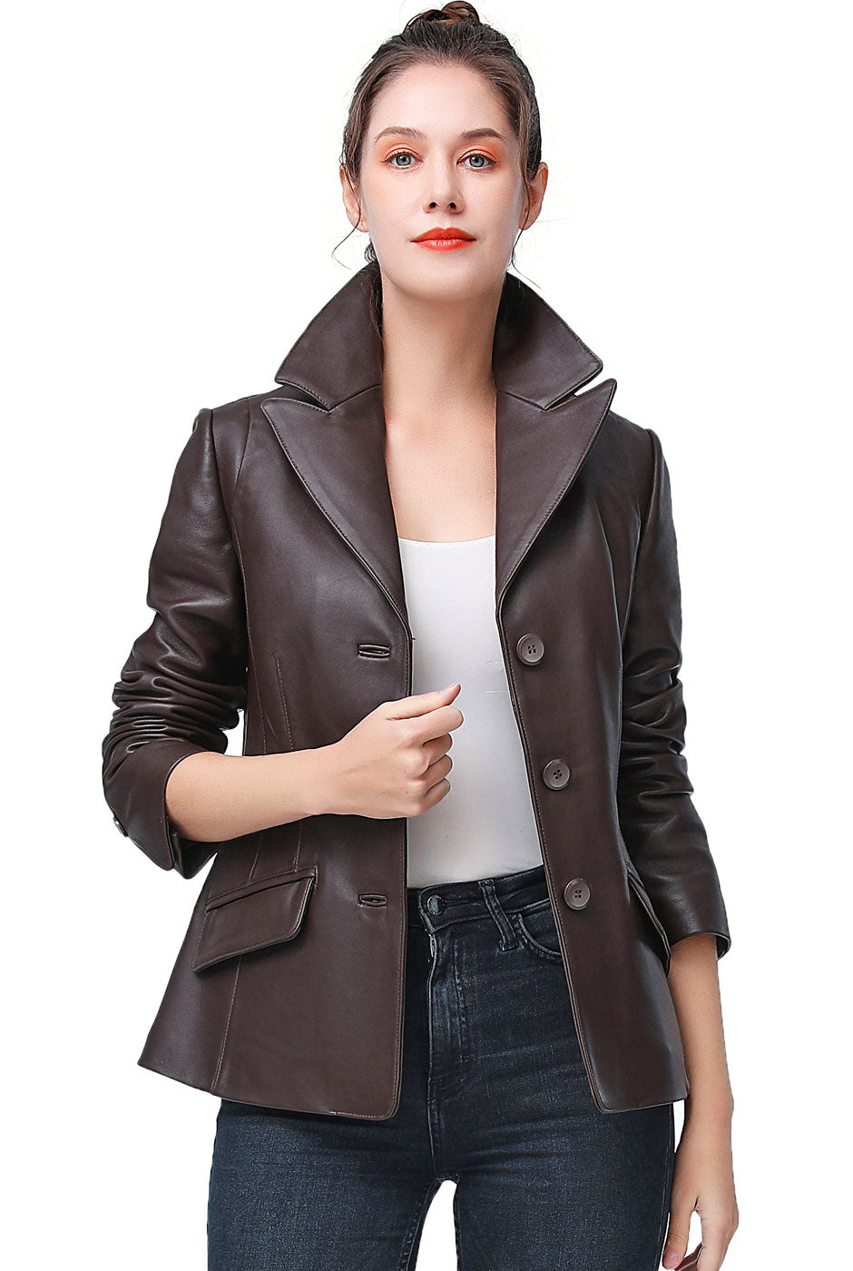 BGSD Women Emma Lambskin Leather Blazer