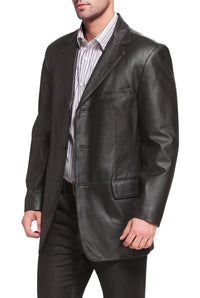 BGSD Men Liam Three-Button Leather Blazer