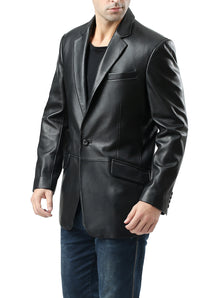 BGSD Men John One-Button Lambskin Leather Blazer