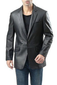 BGSD Men John One-Button Lambskin Leather Blazer