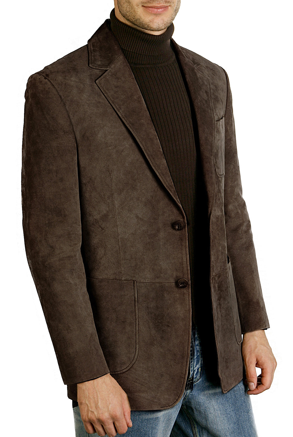 BGSD Men Steve Classic Two-Button Suede Leather Blazer