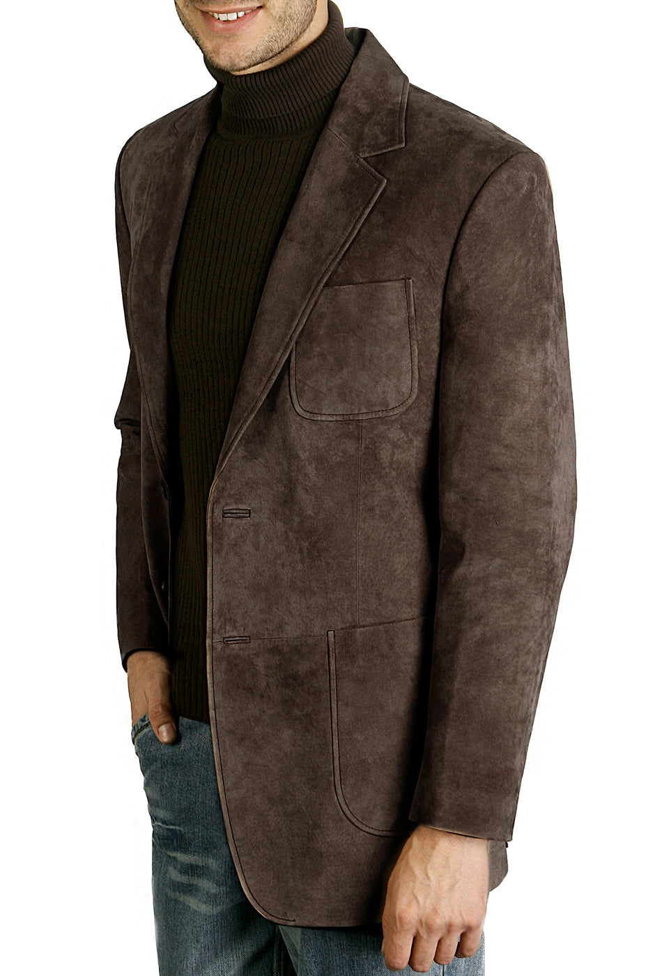 BGSD Men Steve Classic Two-Button Suede Leather Blazer