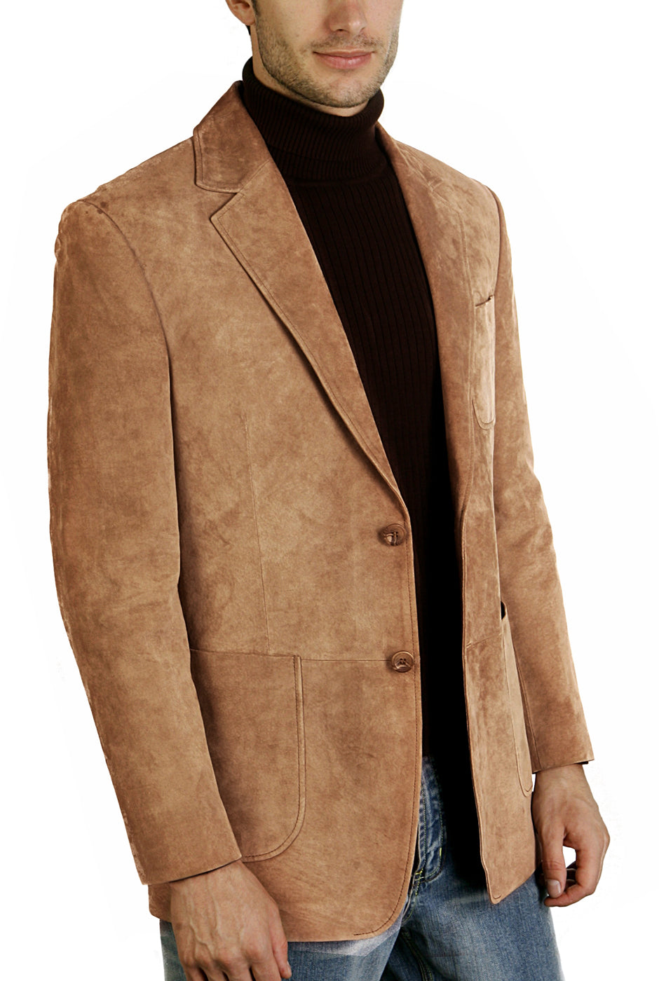 BGSD Men Steve Classic Two-Button Suede Leather Blazer