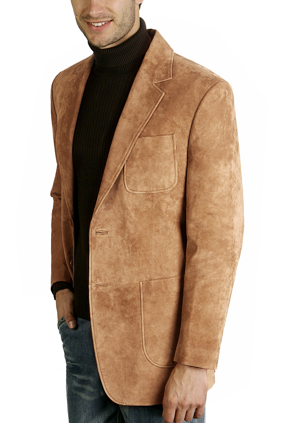 BGSD Men Steve Classic Two-Button Suede Leather Blazer