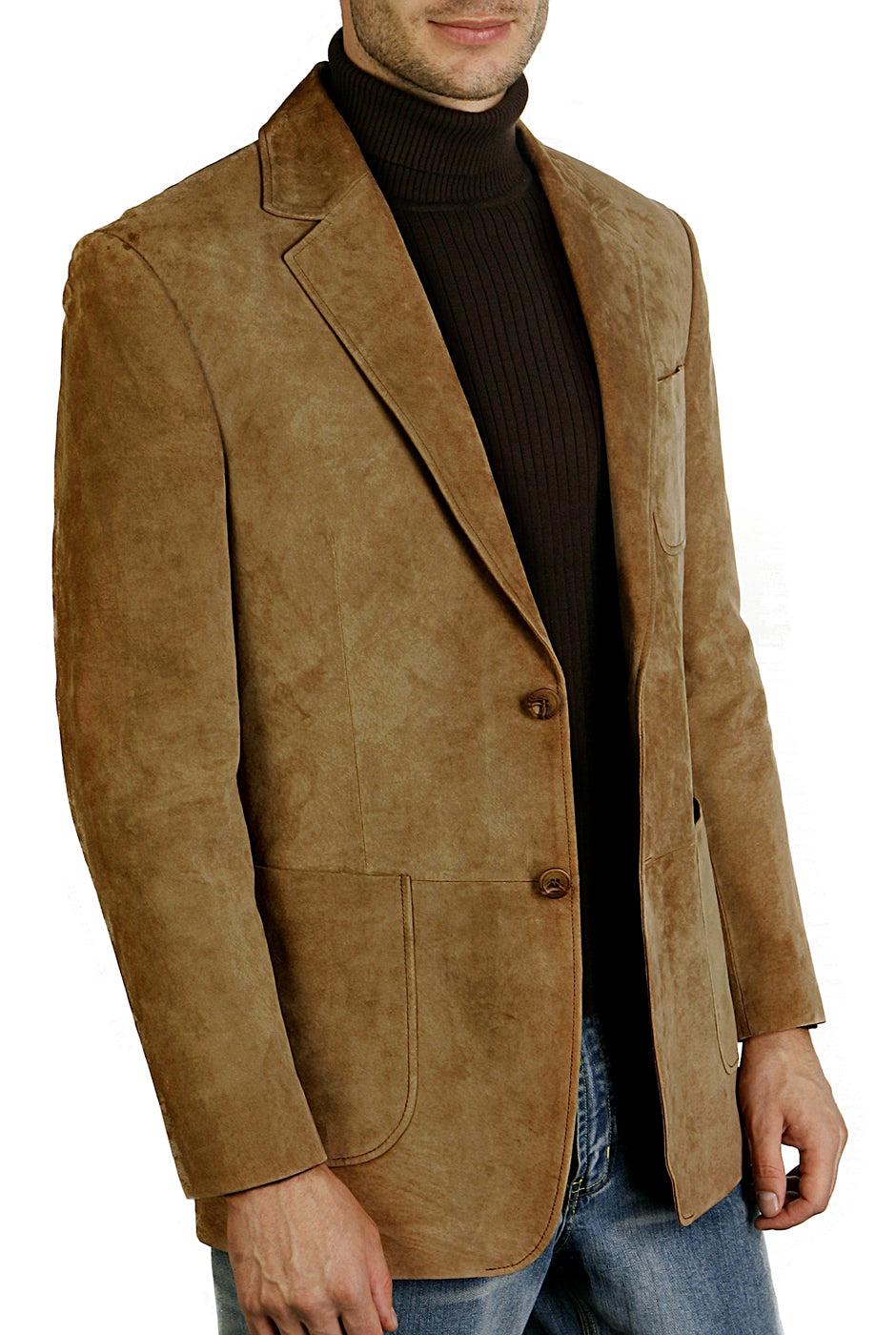 BGSD Monogram Collection Men Steve Two-Button Suede Leather Blazer