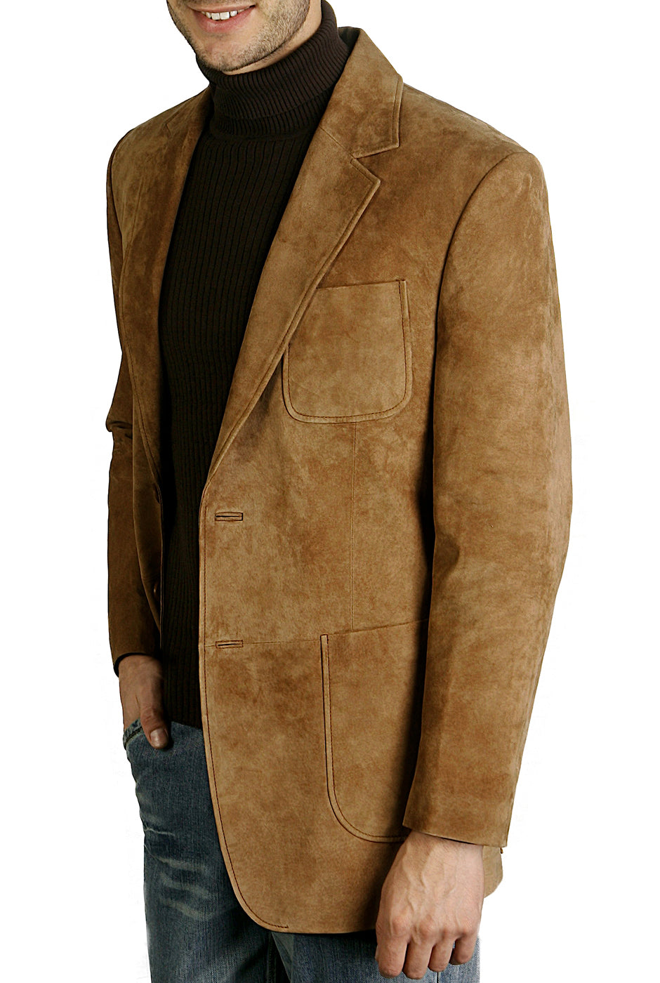 BGSD Monogram Collection Men Steve Two-Button Suede Leather Blazer