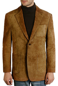 BGSD Monogram Collection Men Steve Two-Button Suede Leather Blazer