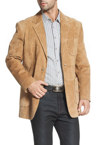 BGSD Men Steve Classic Two-Button Suede Leather Blazer