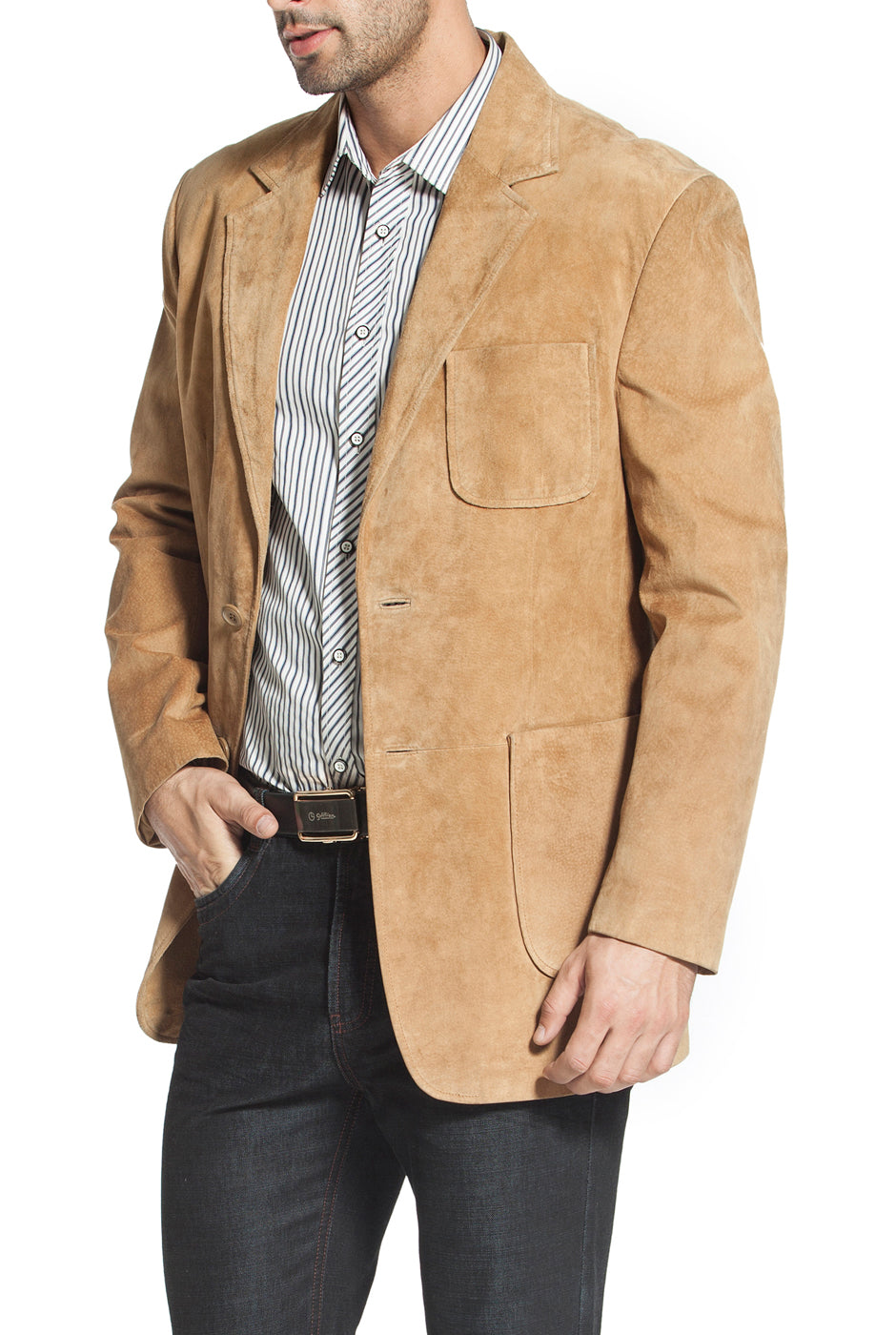 BGSD Men Steve Classic Two-Button Suede Leather Blazer