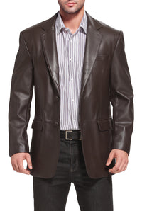 BGSD Men Richard Classic Two-Button Lambskin Leather Blazer